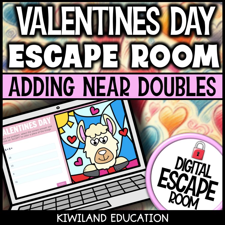 Adding Near Doubles Digital Escape Room Valentine's Day preview 1