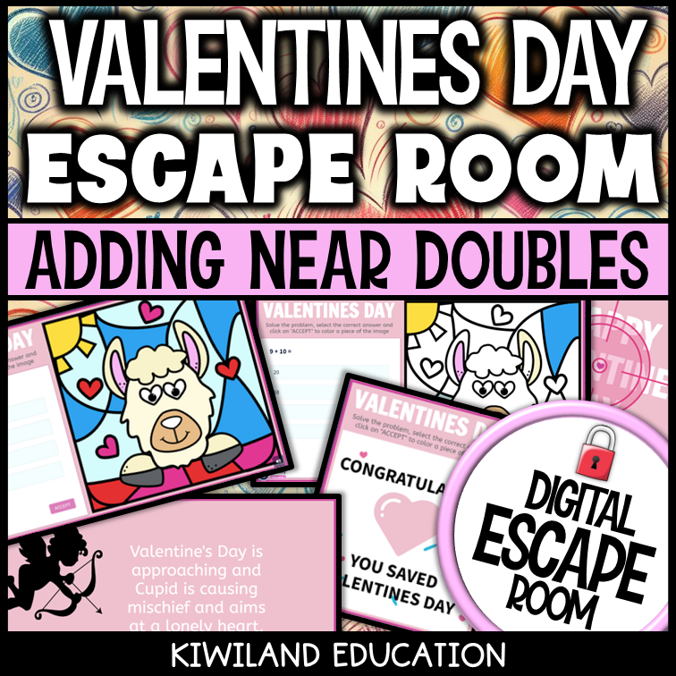 Valentine's Day near doubles escape room puzzle screen