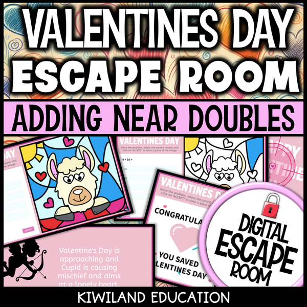 Valentine's Day near doubles escape room puzzle screen