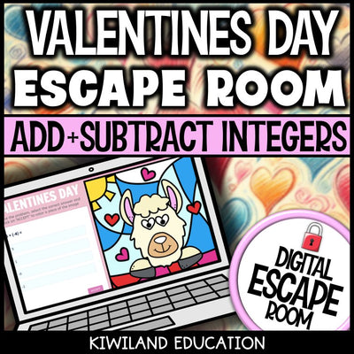 Adding and Subtracting Integers Digital Escape Room Valentine's Day preview 1