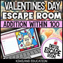 Addition Within 100 Digital Escape Room Valentine's Day preview 1