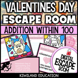 Valentine's Day addition escape room puzzle screen