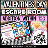 Addition Within 100 Digital Escape Room Valentine's Day preview 3