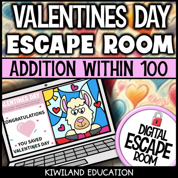 Addition Within 100 Digital Escape Room Valentine's Day preview 3