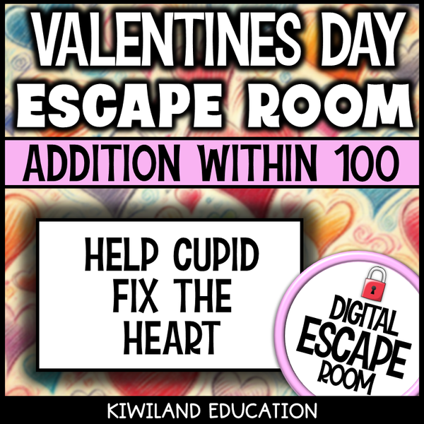 No-prep Valentine's Day addition math escape room activity