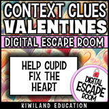 No-prep Valentine's Day context clues ELA escape room activity