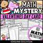 Valentine's Day addition and subtraction CSI Math Mystery cover for grades 2 to 5, The Surprise Card