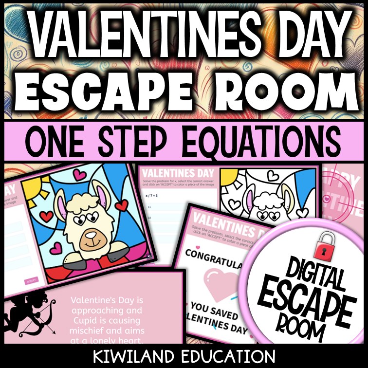 One-Step Equations Digital Escape Room Valentine's Day preview 2