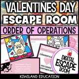 Valentine's Day order of operations escape room puzzle screen