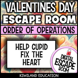 No-prep Valentine's Day order of operations math escape room activity