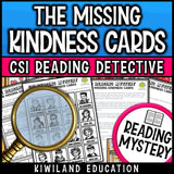 Valentine's Day reading mystery comprehension questions worksheet with suspect line-up