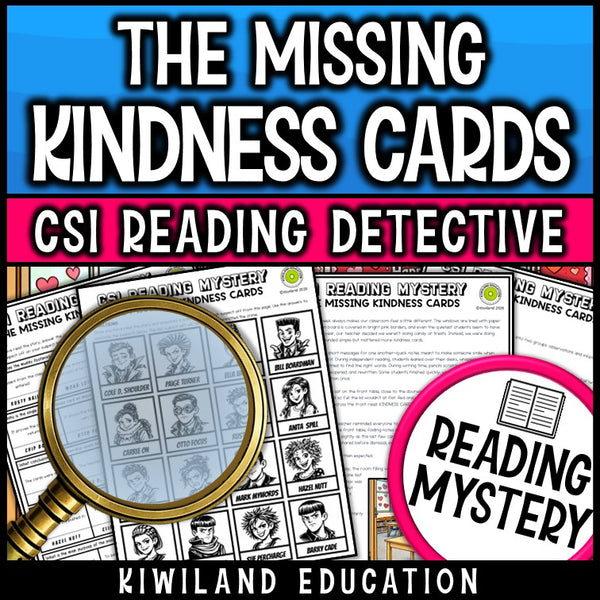 Valentine's Day reading mystery comprehension questions worksheet with suspect line-up