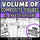 Volume of composite figures worksheets 5th 6th 7th grade mystery detective