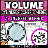 Volume of cylinders cones and spheres detective activity math centers
