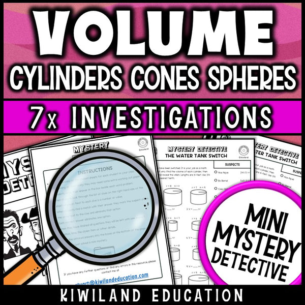 Volume of cylinders cones and spheres detective activity math centers