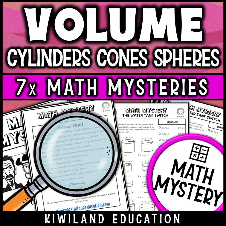 Volume of cylinders cones and spheres detective activity for math centers and morning work
