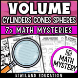 Volume of cylinders cones and spheres detective activity for math centers and morning work