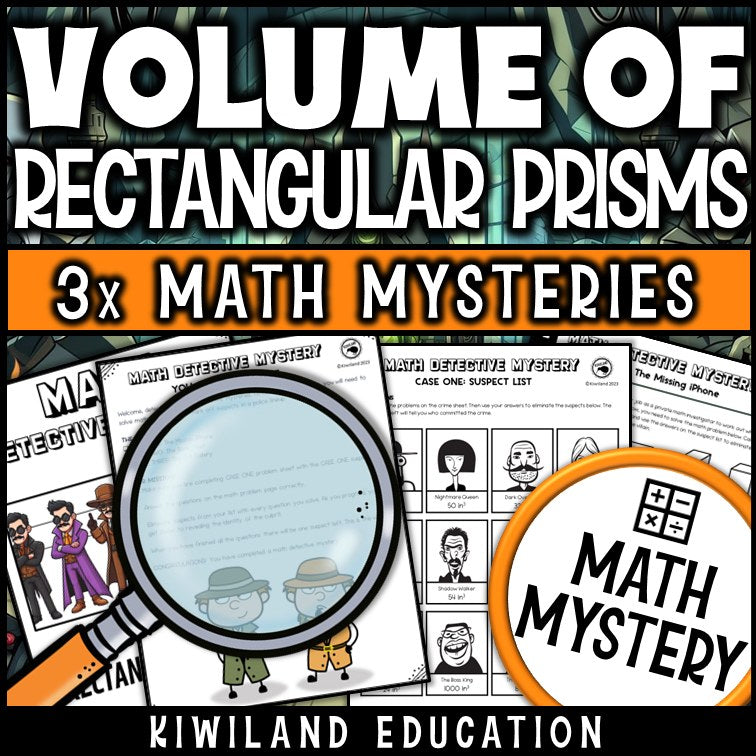 Volume of rectangular prisms math mystery worksheet sample pages
