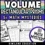 Volume of rectangular prisms worksheets for 5th and 6th grade, printable math mystery pack