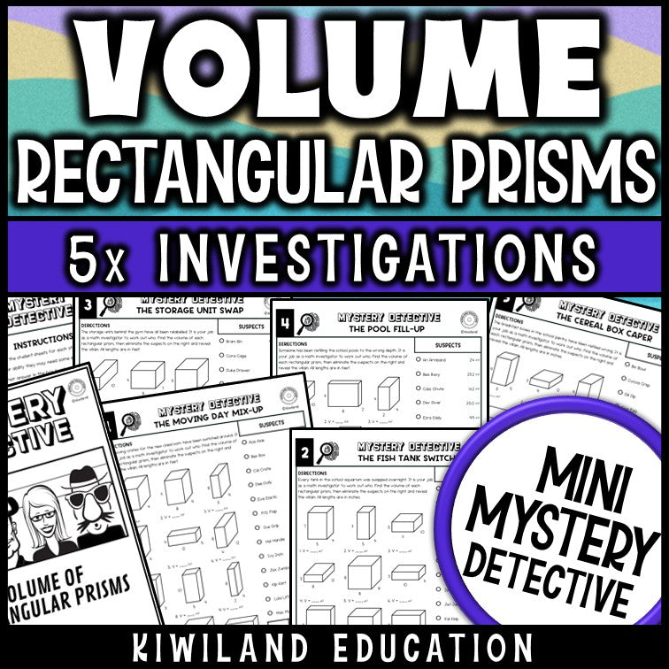 Volume of rectangular prisms worksheets 5th 6th grade mystery detective