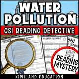 Printable 2-page nonfiction water pollution and water quality reading comprehension passage for grades 3-6