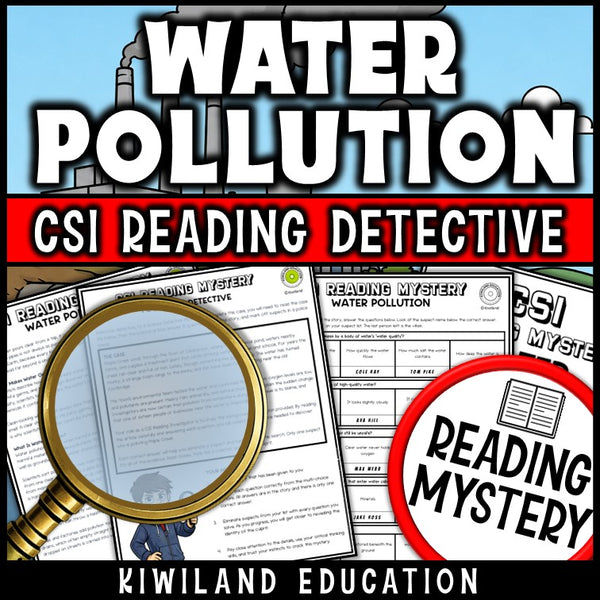 Printable 2-page nonfiction water pollution and water quality reading comprehension passage for grades 3-6
