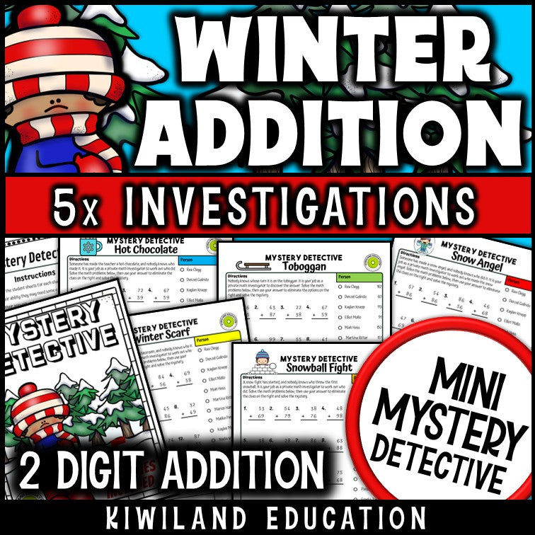 Winter 2-digit addition with regrouping worksheets