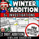 Winter 2-digit addition with regrouping worksheets