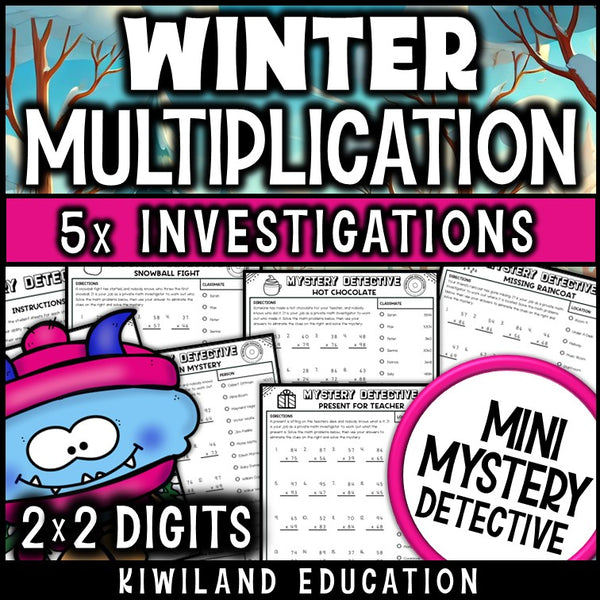 Winter 2-digit by 2-digit multiplication worksheets 4th grade