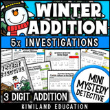 Winter 3-digit addition with regrouping worksheets