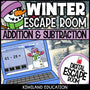 Addition and Subtraction Within 100 Winter digital escape room for Grades 1-3