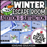 Winter add and subtract escape room puzzle screen