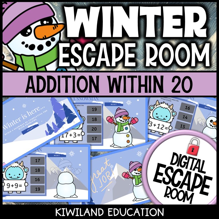 Winter addition escape room puzzle screen