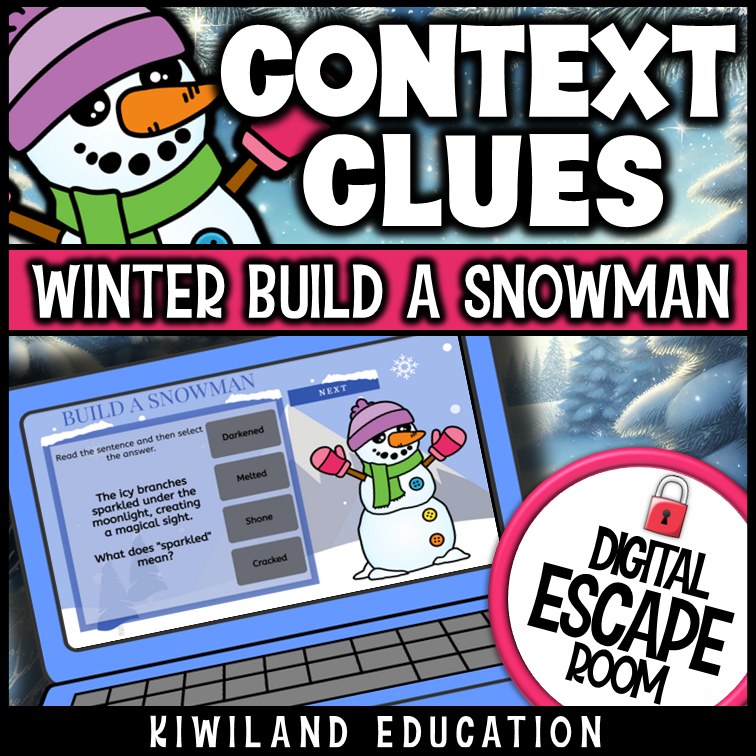 Context Clues Winter digital escape room for Grades 4-7