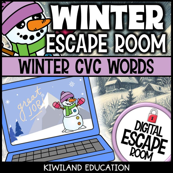 Winter phonics escape room code lock