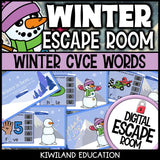 Winter CVCe words escape room puzzle screen