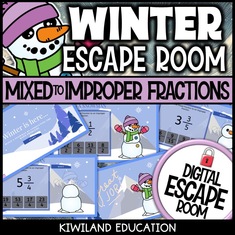 Winter fractions escape room puzzle screen