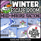 Winter fractions escape room puzzle screen