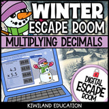 Multiplying Decimals Winter digital escape room for Grades 5-7
