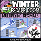 Winter decimals escape room puzzle screen