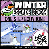 Winter one-step equations escape room puzzle screen