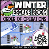 Winter order of operations escape room puzzle screen