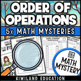Winter order of operations math mystery worksheet sample page