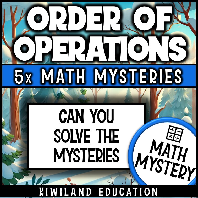 Winter order of operations math mystery activity preview