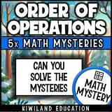 Winter order of operations math mystery activity preview