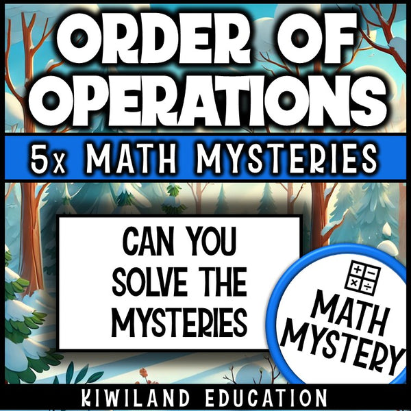 Winter order of operations math mystery activity preview