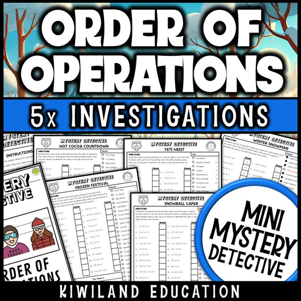Winter order of operations pemdas worksheets grade 5-8