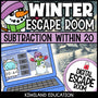 Subtraction Within 20 Winter digital escape room for Grades K-2