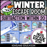 Winter subtraction escape room puzzle screen