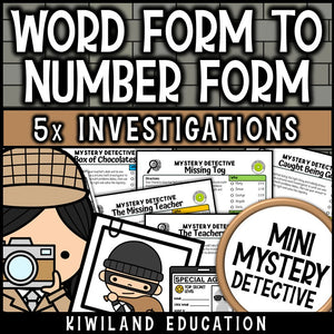 Place Value: Word Form to Standard Form | Mystery Detective Worksheets | Grades 1–4 | Printable Detective Pack